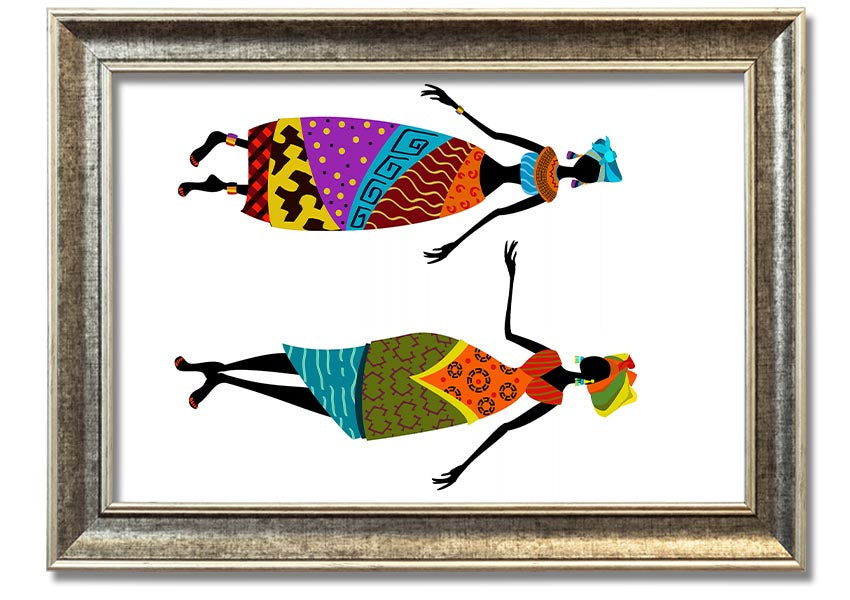 Framed print of African Women 2, showcasing vibrant colors and intricate details, ready to hang.