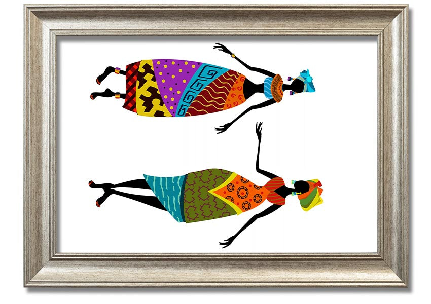 Framed print of African Women 2, showcasing vibrant colors and intricate details, ready to hang.