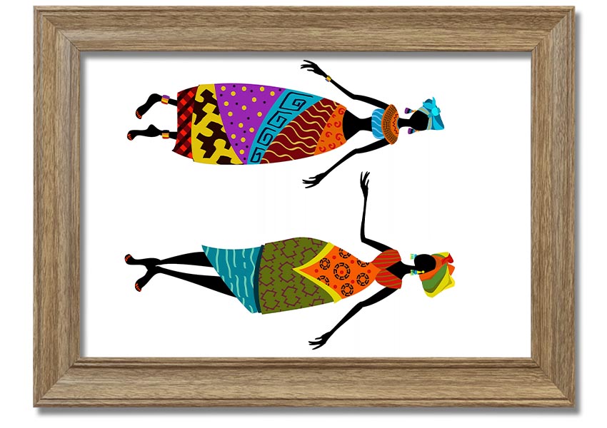 Framed print of African Women 2, showcasing vibrant colors and intricate details, ready to hang.