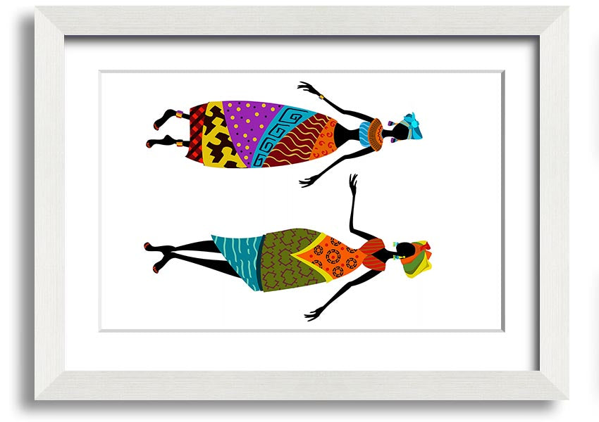 Framed print of African Women 2, showcasing vibrant colors and intricate details, ready to hang.