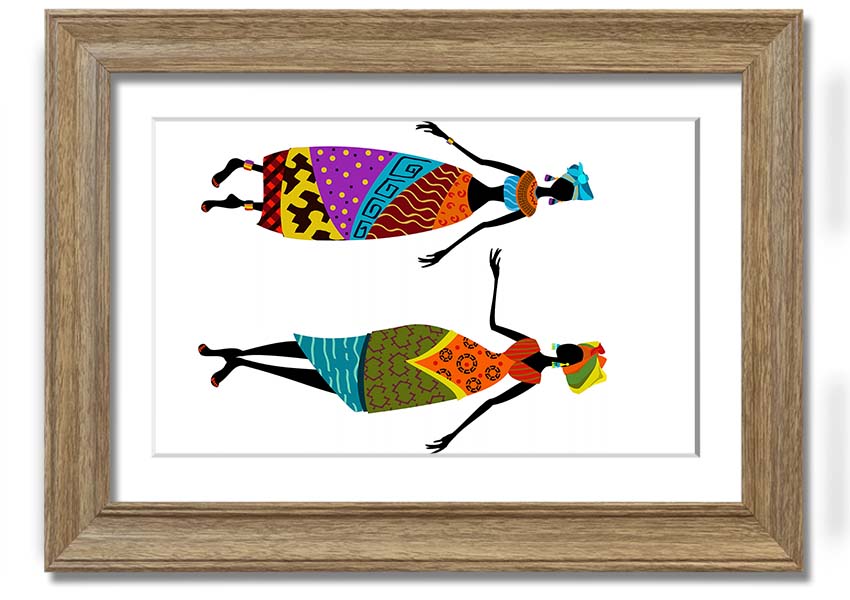 Framed print of African Women 2, showcasing vibrant colors and intricate details, ready to hang.