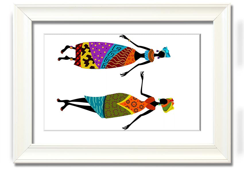 Framed print of African Women 2, showcasing vibrant colors and intricate details, ready to hang.