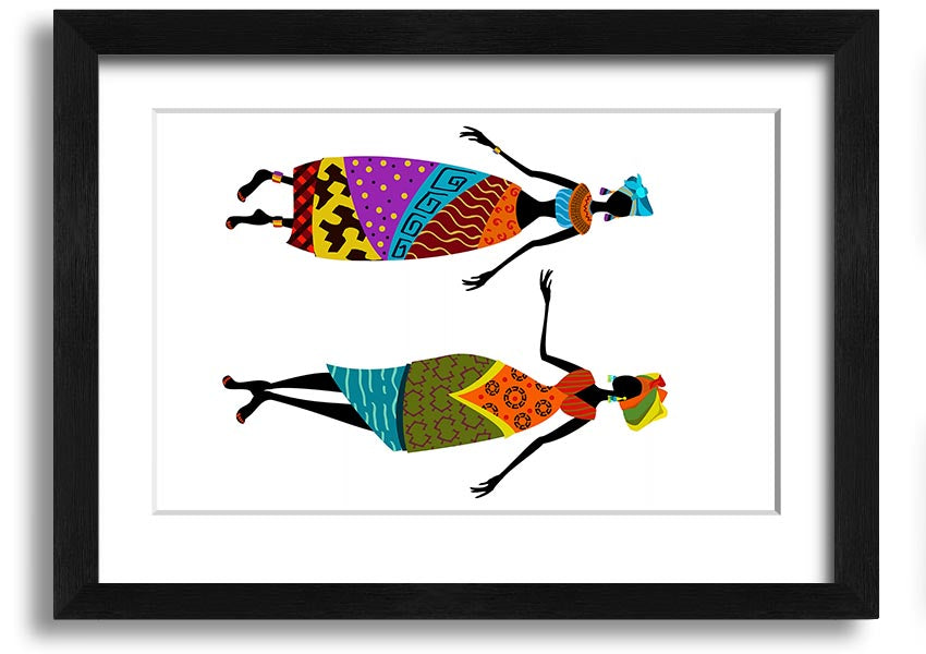 Framed print of African Women 2, showcasing vibrant colors and intricate details, ready to hang.