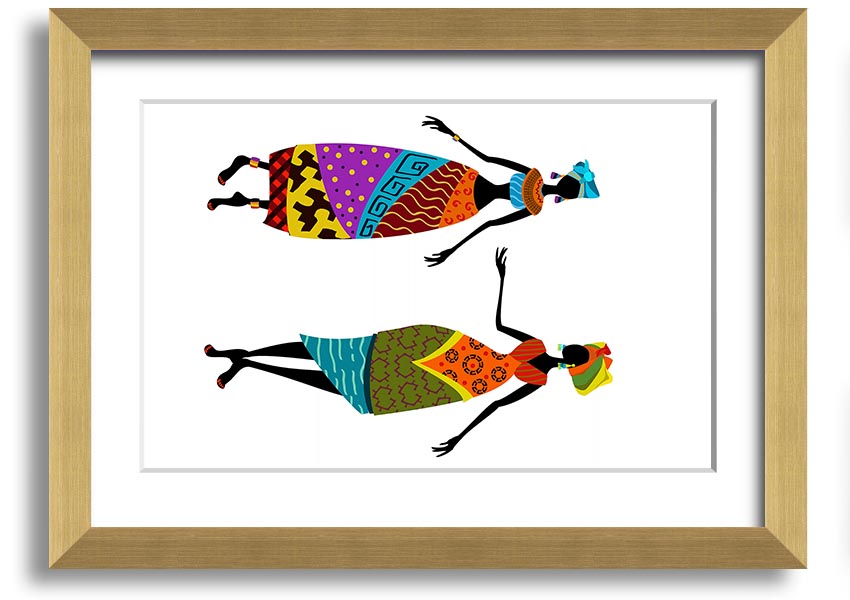 Framed print of African Women 2, showcasing vibrant colors and intricate details, ready to hang.