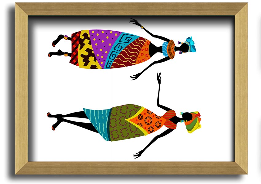 Framed print of African Women 2, showcasing vibrant colors and intricate details, ready to hang.