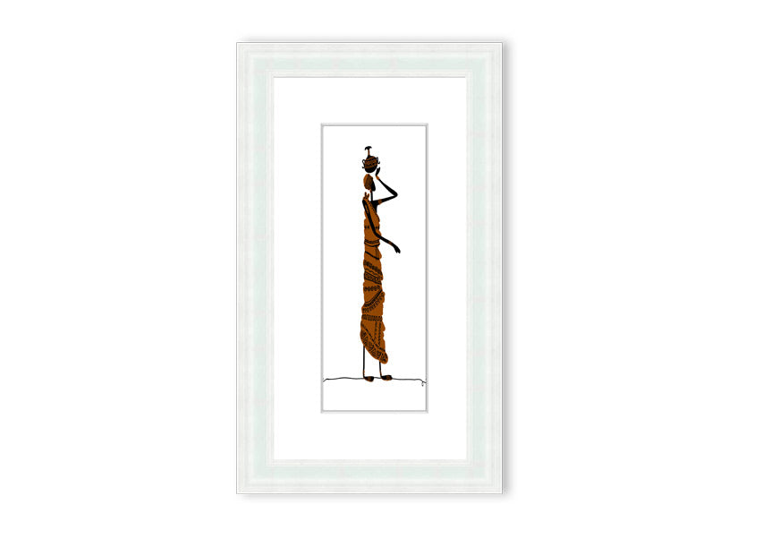 Framed print of African Women 3 artwork, showcasing vibrant colors and intricate details, available in various frame colors.