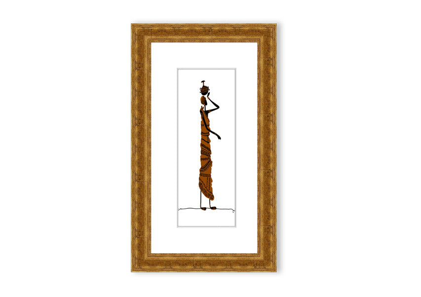 Framed print of African Women 3 artwork, showcasing vibrant colors and intricate details, available in various frame colors.