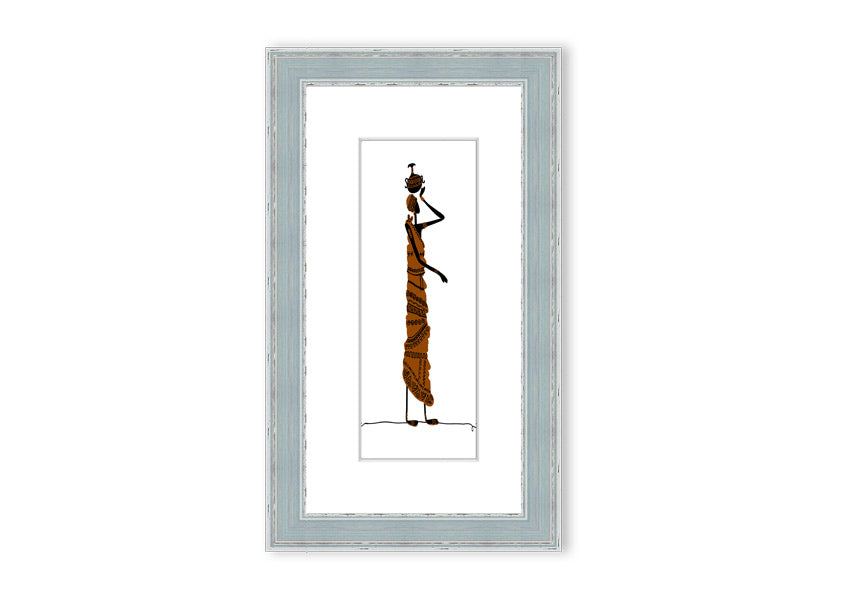 Framed print of African Women 3 artwork, showcasing vibrant colors and intricate details, available in various frame colors.