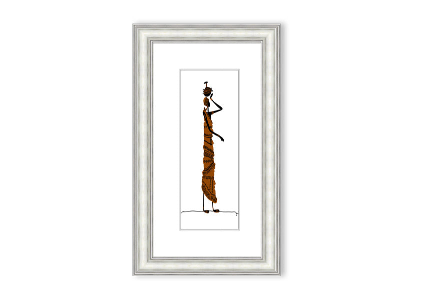 Framed print of African Women 3 artwork, showcasing vibrant colors and intricate details, available in various frame colors.