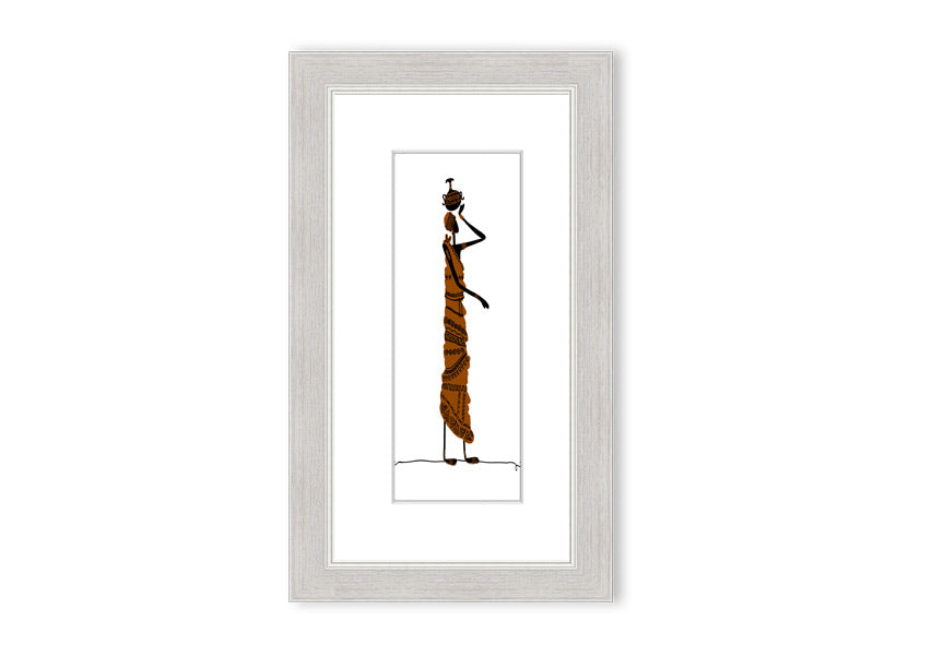 Framed print of African Women 3 artwork, showcasing vibrant colors and intricate details, available in various frame colors.