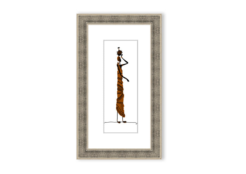 Framed print of African Women 3 artwork, showcasing vibrant colors and intricate details, available in various frame colors.