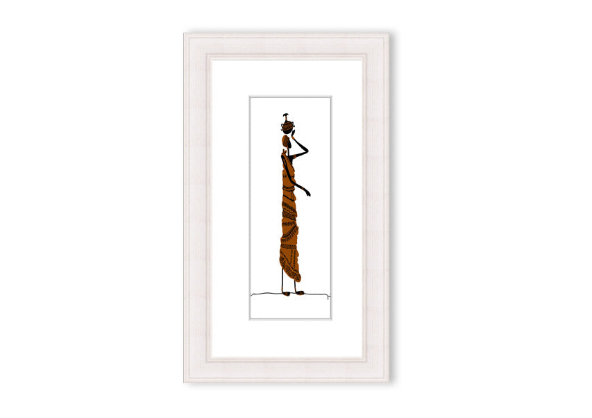 Framed print of African Women 3 artwork, showcasing vibrant colors and intricate details, available in various frame colors.