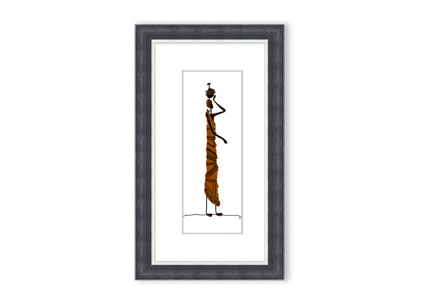 Framed print of African Women 3 artwork, showcasing vibrant colors and intricate details, available in various frame colors.