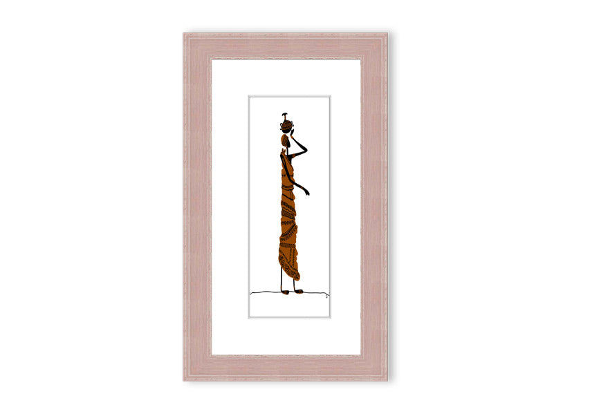 Framed print of African Women 3 artwork, showcasing vibrant colors and intricate details, available in various frame colors.