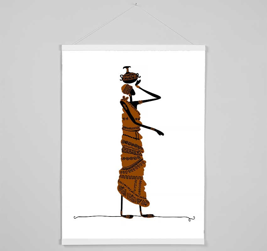 African Women 3 wooden poster hangers showcasing a beautiful print, featuring a sleek design with magnetic fastening and natural wood finish.