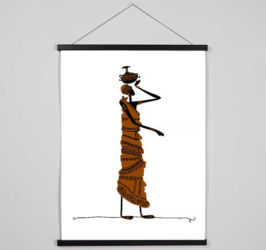 African Women 3 wooden poster hangers showcasing a beautiful print, featuring a sleek design with magnetic fastening and natural wood finish.