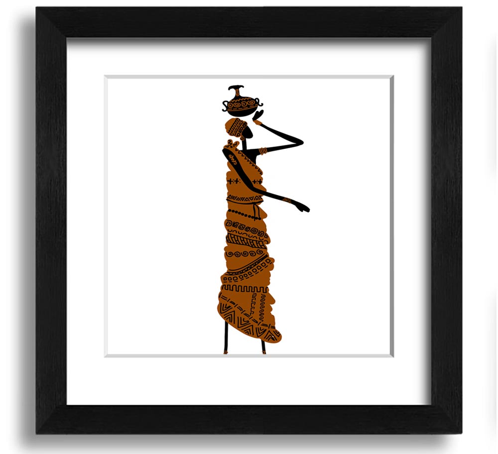 African Women 3 Square Framed Print showcasing vibrant artwork in a stylish frame.