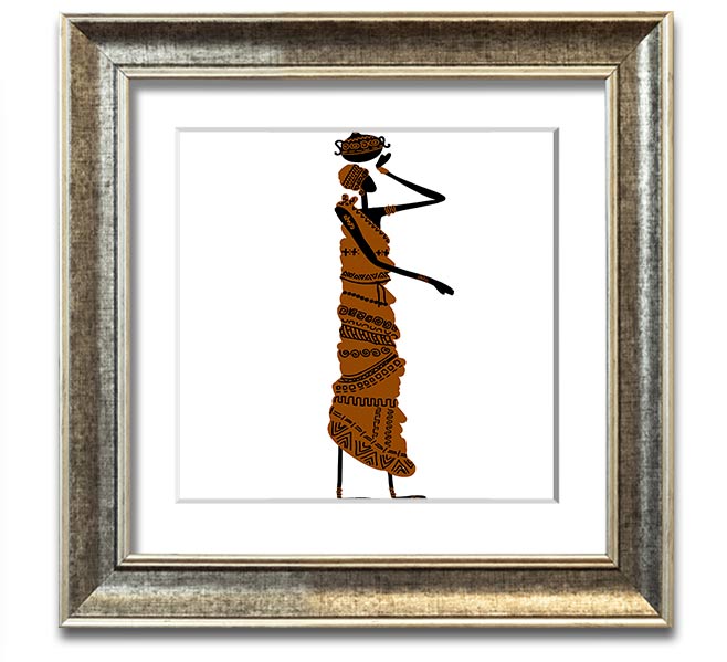 African Women 3 Square Framed Print showcasing vibrant artwork in a stylish frame.