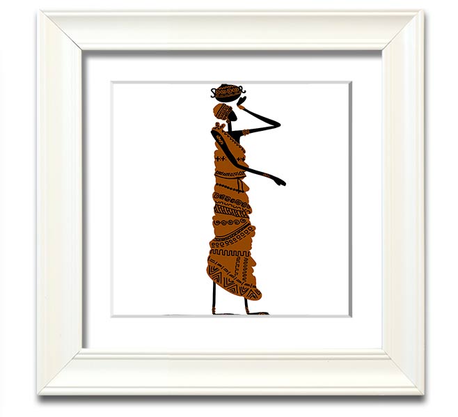 African Women 3 Square Framed Print showcasing vibrant artwork in a stylish frame.