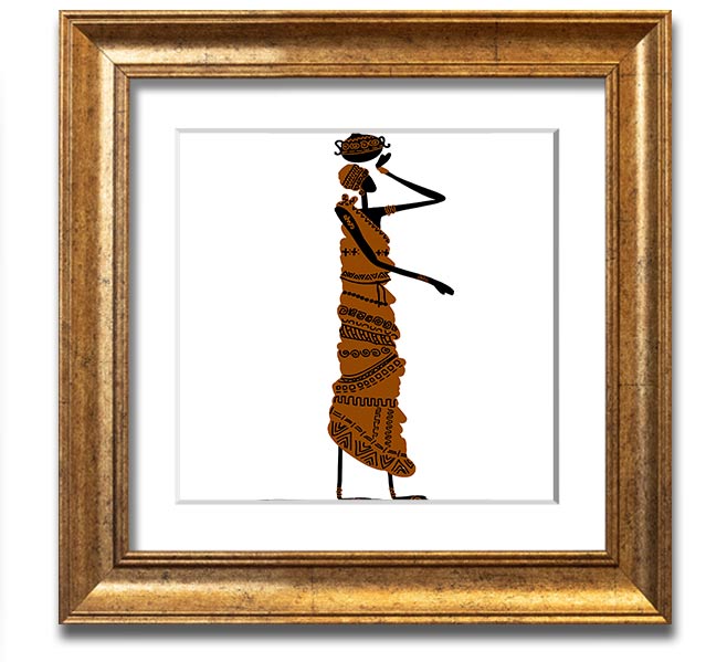 African Women 3 Square Framed Print showcasing vibrant artwork in a stylish frame.