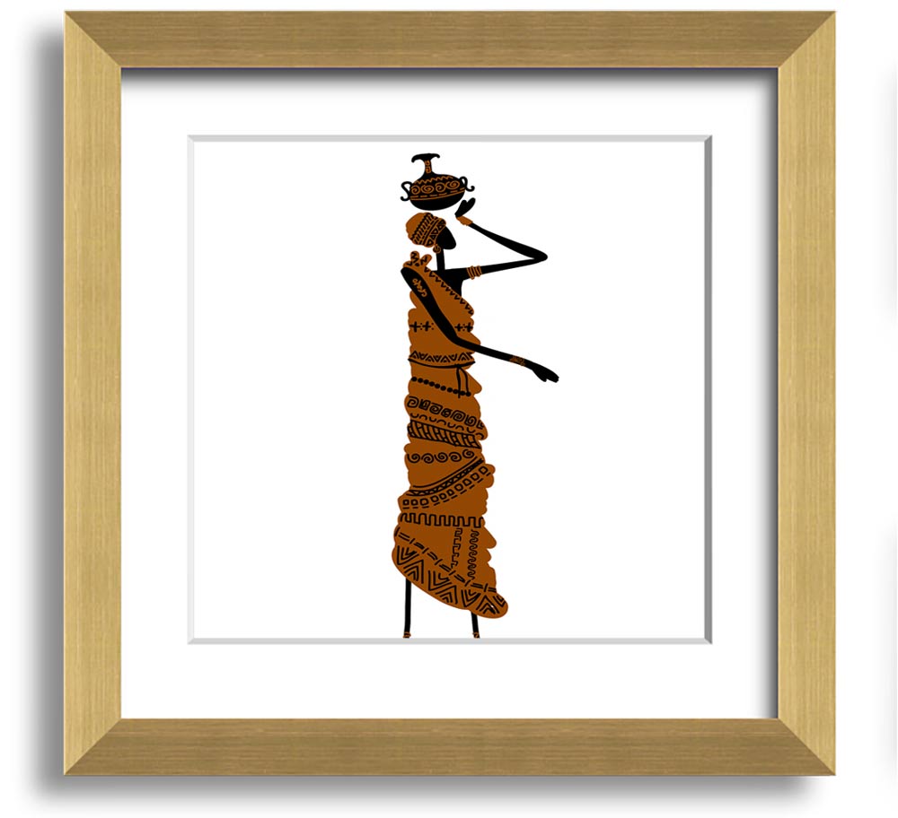 African Women 3 Square Framed Print showcasing vibrant artwork in a stylish frame.