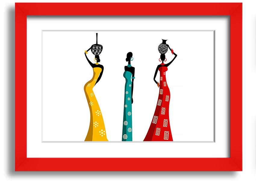 A beautifully framed print of African Women, showcasing vibrant colors and intricate details, ready to hang on the wall.