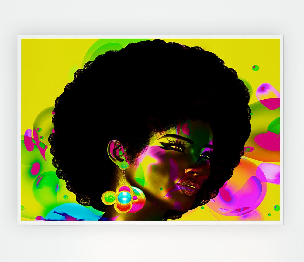 Afro Funk poster featuring vibrant colors and dynamic patterns on high-quality canvas, ready for display.