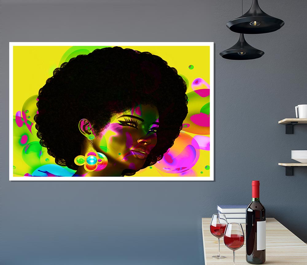 Afro Funk poster featuring vibrant colors and dynamic patterns on high-quality canvas, ready for display.