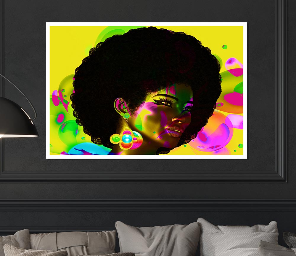 Afro Funk poster featuring vibrant colors and dynamic patterns on high-quality canvas, ready for display.