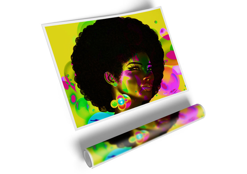 Afro Funk poster featuring vibrant colors and dynamic patterns on high-quality canvas, ready for display.