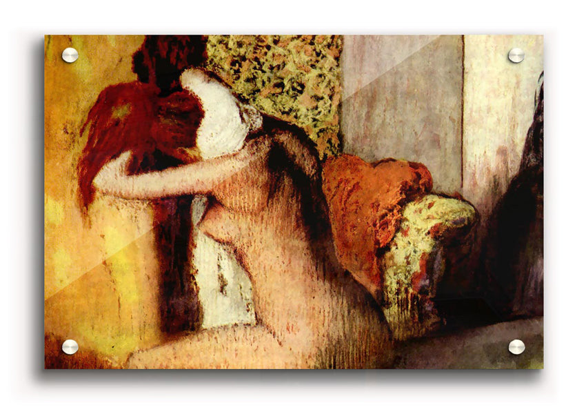 Acrylic print of After Bathing #2 by Degas, showcasing vibrant colors and intricate details on 5mm thick acrylic glass.