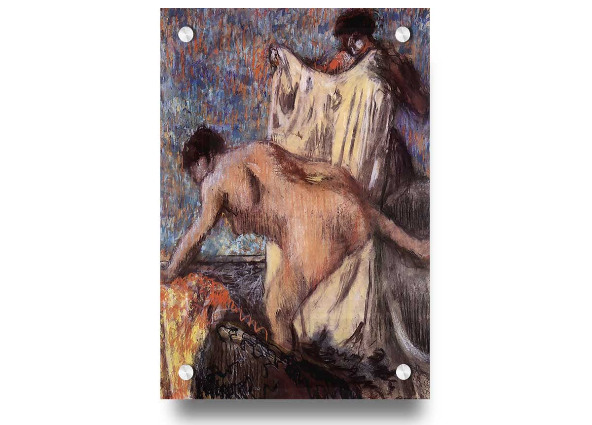 Acrylic print of After Bathing #3 by Degas, showcasing vibrant colors and intricate details on 5mm thick acrylic glass.