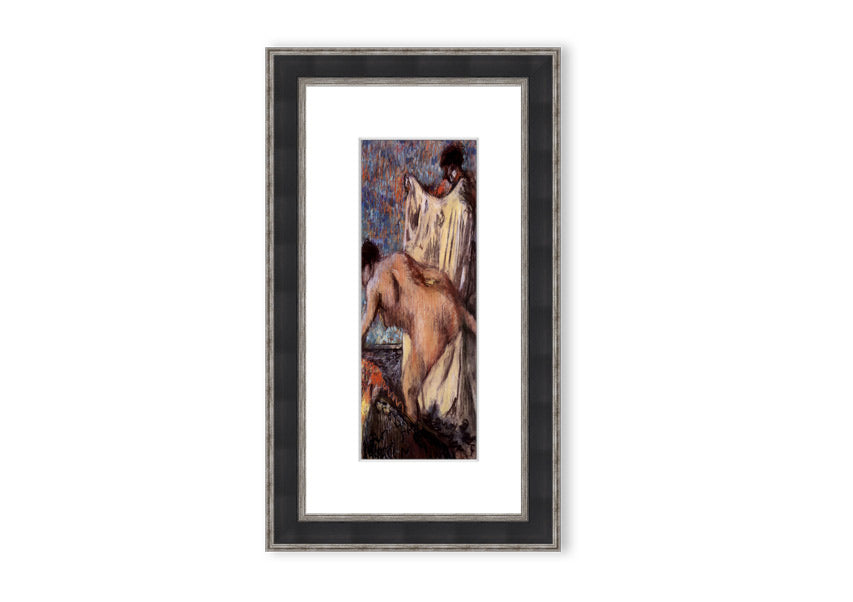 Framed print of After Bathing #3 by Degas, showcasing elegant colors and details, ready to hang.