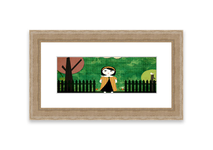 Framed print of a serene Cornwall landscape titled Afternoon Stroll, showcasing vibrant colors and intricate details.