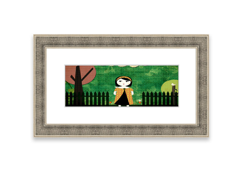 Framed print of a serene Cornwall landscape titled Afternoon Stroll, showcasing vibrant colors and intricate details.