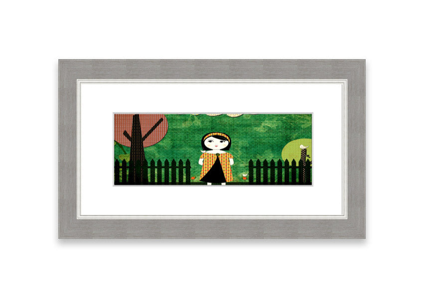 Framed print of a serene Cornwall landscape titled Afternoon Stroll, showcasing vibrant colors and intricate details.