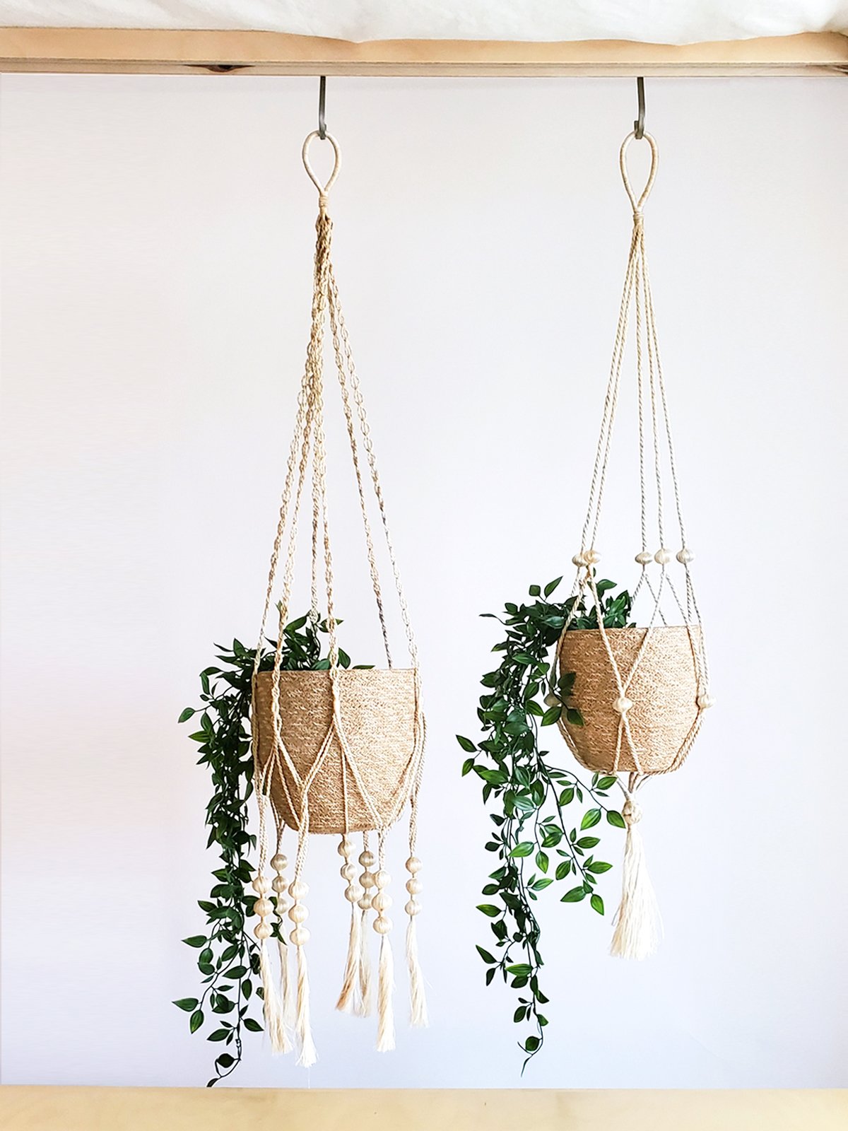 Agora Bin made from natural jute yarn, featuring a soft white and natural colorway, perfect for home decor and organization.