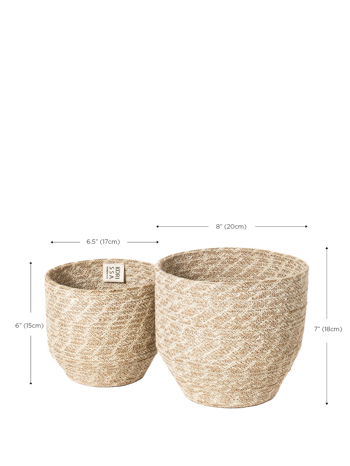 Agora Bin made from natural jute yarn, featuring a soft white and natural colorway, perfect for home decor and organization.