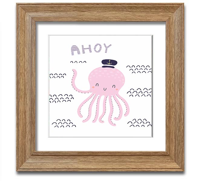 Ahoy Octopus Square Framed Print featuring a whimsical octopus design in a stylish frame.