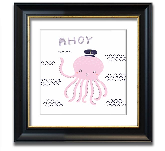 Ahoy Octopus Square Framed Print featuring a whimsical octopus design in a stylish frame.