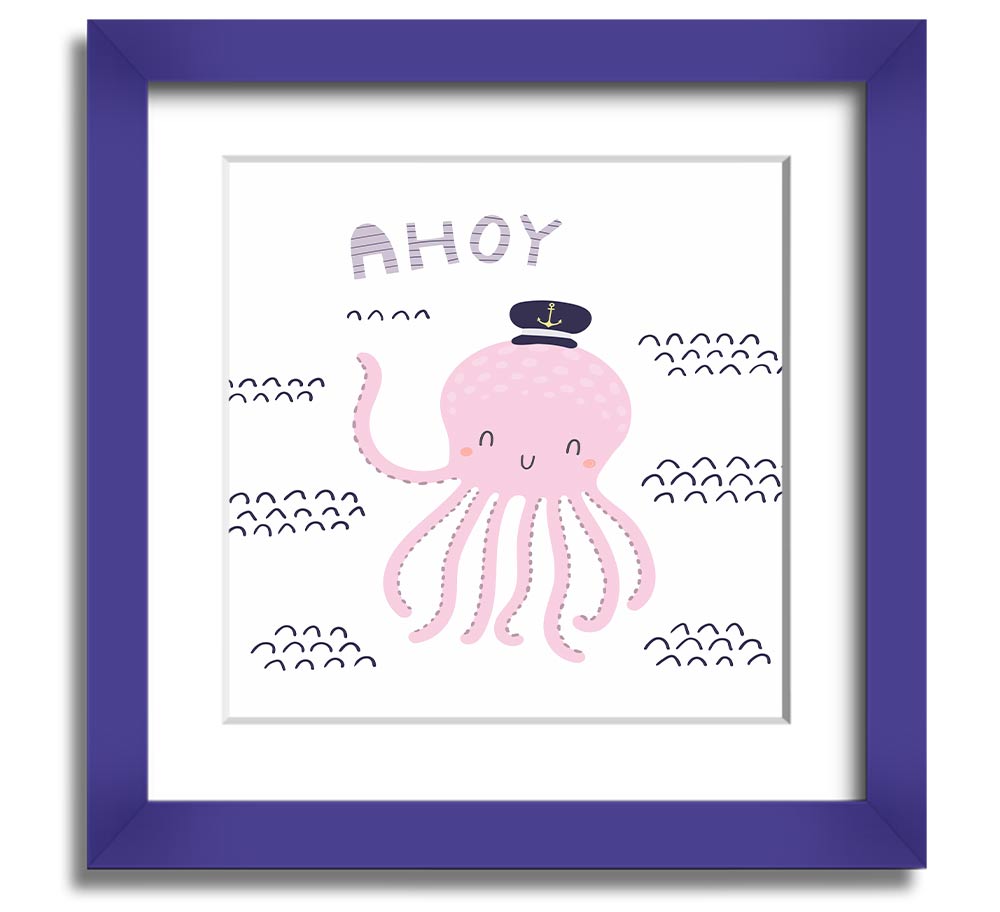 Ahoy Octopus Square Framed Print featuring a whimsical octopus design in a stylish frame.