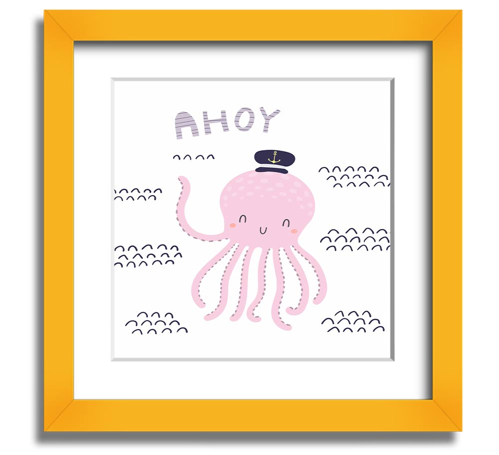 Ahoy Octopus Square Framed Print featuring a whimsical octopus design in a stylish frame.