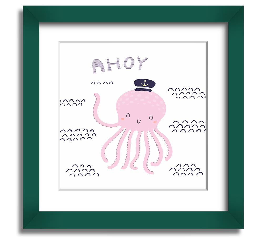 Ahoy Octopus Square Framed Print featuring a whimsical octopus design in a stylish frame.