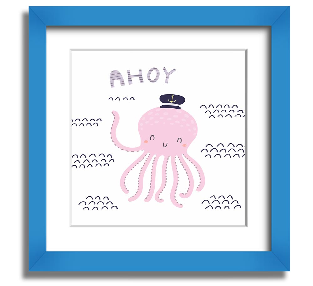 Ahoy Octopus Square Framed Print featuring a whimsical octopus design in a stylish frame.