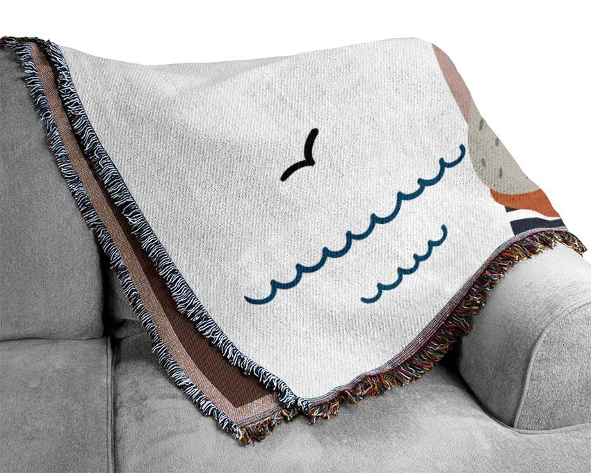 Ahoy Walrus throw blanket made from 100% cotton, featuring a thermal weave design in a classic style, perfect for home decor.