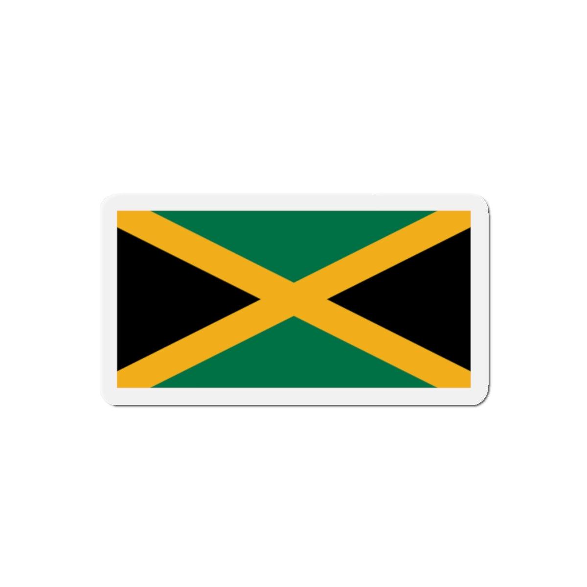 Aimant Drapeau de la Jamaïque en résine synthétique, disponible en plusieurs tailles, avec un design coloré et un puissant aimant magnétique.