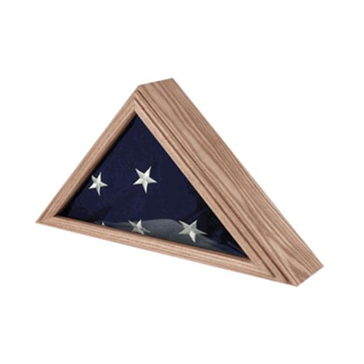 Solid oak Air Force flag case designed for 5ft x 9.5ft flags, featuring a glass front and removable back panel.