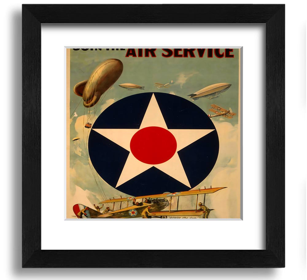 Air Service Square Framed Print in multiple frame colours, handmade in the UK, ready to hang.