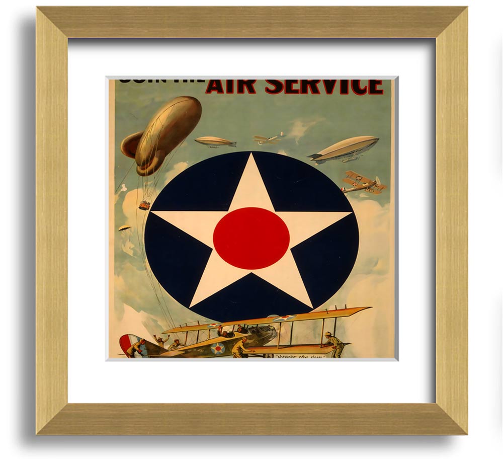 Air Service Square Framed Print in multiple frame colours, handmade in the UK, ready to hang.