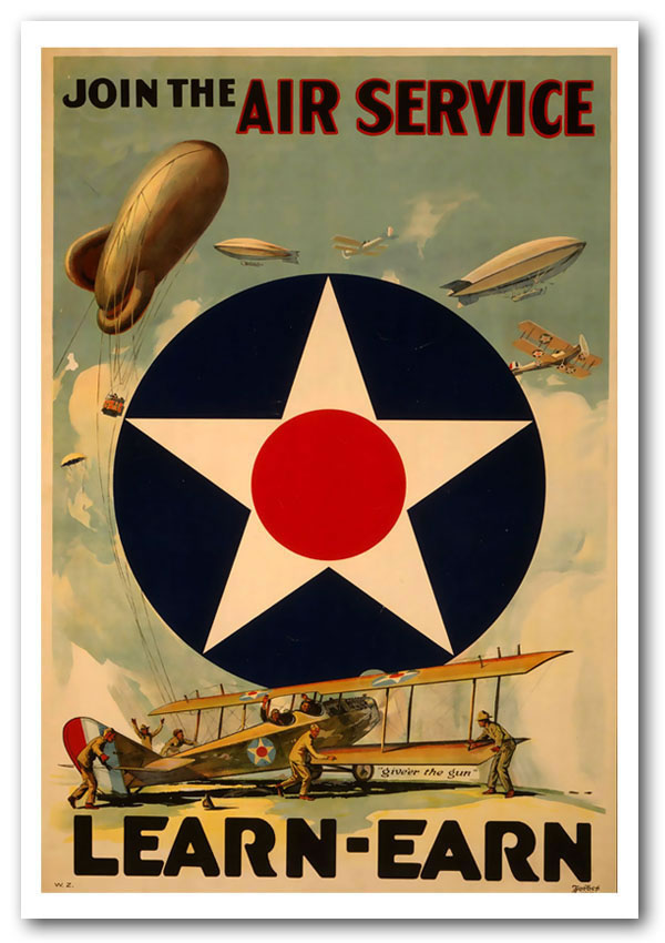 Air Service canvas poster featuring vibrant aviation-themed artwork, ready for display or framing.